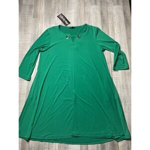 Women's Nina Leonard Embellished Keyhole Swing Dress Kelly Green Size X Large